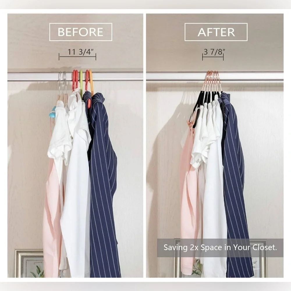 NEW Premium Space Saver Velvet Non-Slip Pants Hangers with Clips, 20 Gold Yellow